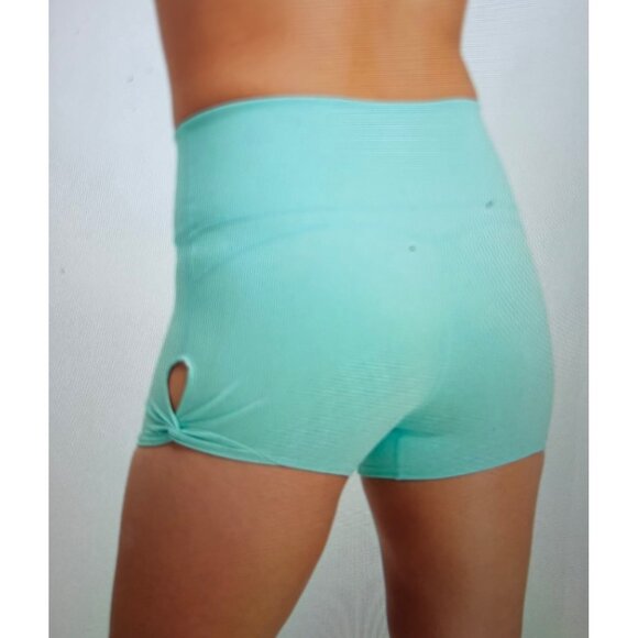 Fabletics PureLuxe High-Waisted Light Blue Athletic Shorts For Women small 3" in - Picture 4 of 9